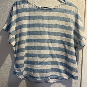 Zara top never worn. Size small. Horizontal Stripes. Linen fabric